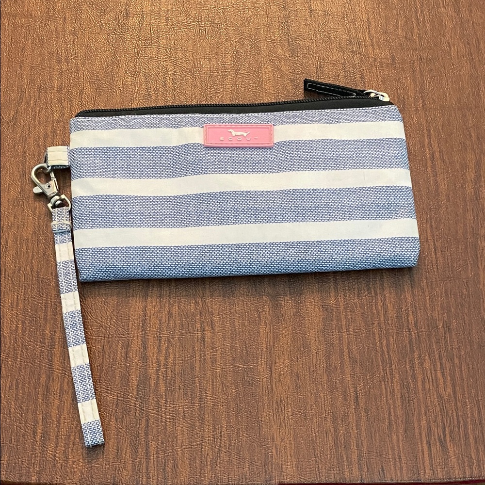 Scout Blue and White Striped Wristlet